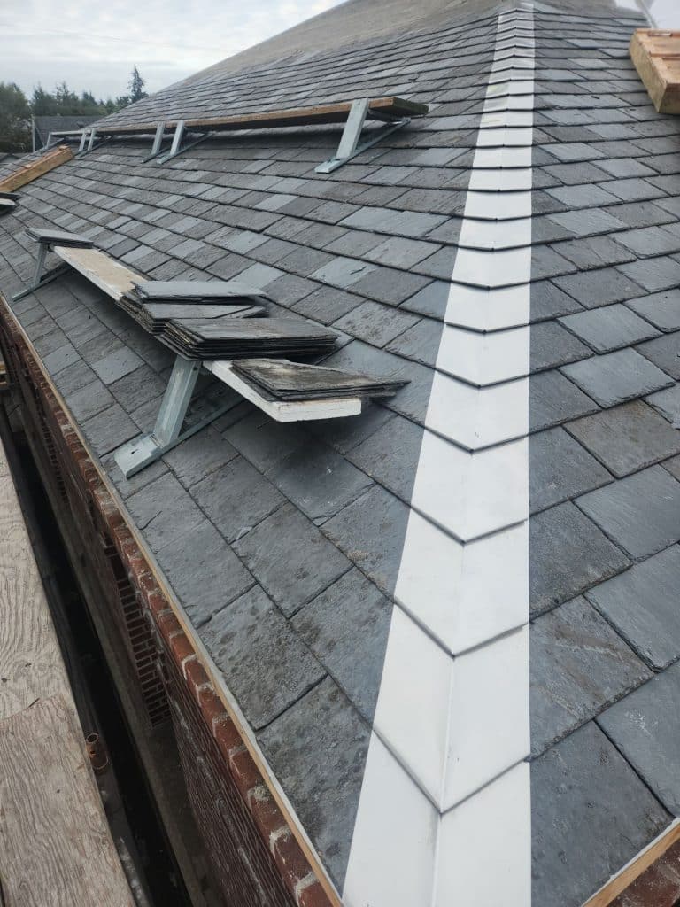 close up of tile roof